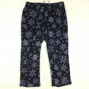 Croft & Barrow Womens Pants Sleepwear Pajama‎ Navy Blue Snowflake Faux Fur XXL